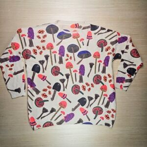 Whimsical Psychedelic Mushroom Print Oversized Sweater Cotton Wool Blend READ